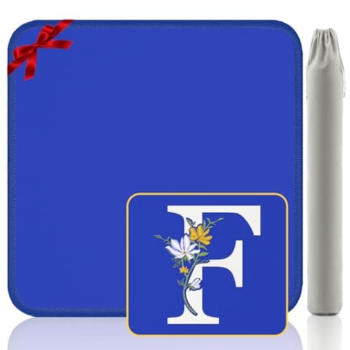 Gedgan Mahjong Mat for Table | Neoprene Anti-Slip Noise Reduction | 32.4x32.4 Inch Blue | Perfect for American Mahjong, Poker, Card & Board Games | Great Gift Idea(Custom Letter F Edition)