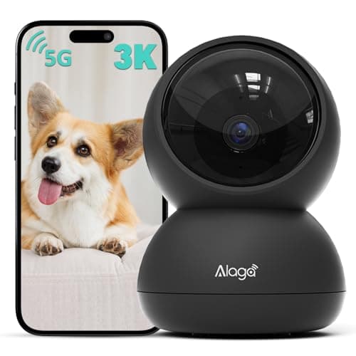 5MP Indoor Security Camera, 2.4G/5G Dual-Band WiFi Home Camera with 360° View, Smart Motion Tracking, Two-Way Audio, Night Vision, Plug-in Monitor for Baby Pet Elder Works with Alexa, Black