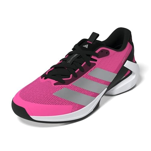 adidas Men's Adizero Ubersonic 5 Leather Tennis, Lucid Pink/Silver Metallic/Black, 7.5