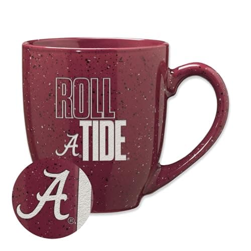 Rico Industries NCAA Alabama Crimson Tide Roll Tide 16 oz Team Color Laser Engraved Speckled Ceramic Coffee Mug