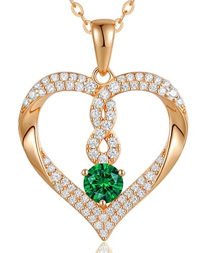 Infinity Heart Birthstone Necklace for Women S925 Sterling Silver Jewelry