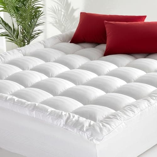 King Size Thick Mattress Topper- 100% Breathable Cotton Top for Cool Sleep