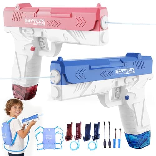 Electric Water Guns for Kids and Adults - Automatic Power Water Pistol with 1000ml Large & 25-33FT Long Range Squirt Guns for Pool Beach Party Outdoor Summer Toys Gift for Boys Girls (2 Pack)