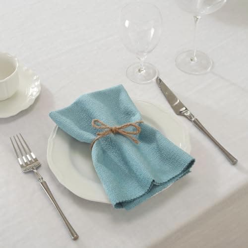 UWWGKK 17x17 Solid Blue Cloth Napkins Set of 6 Washable Reusable Linen