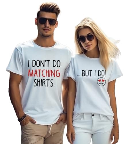 NEWKA Valentines Shirts Love Hearts Letter Print Tee Top Matching Shirts for Couple