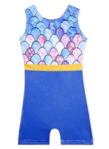 Belovance Toddler Leotards for Girls Gymnastcis 4t 5t Kid Child Dance Tumbling Trainning Sleeveless Biketard Sparkly Mermaid Unitard (Blue Mermaid, 4-5 Years)