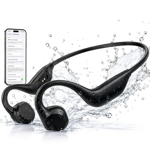 Fustaar Bone Conduction Headphones, IPX8 Waterproof Open Ear Bluetooth 6.0 Wireless Sports Headphones with 13H Playtime, Neckband Earphones with Magnetic Charging for Swimming Running Cycling Workout