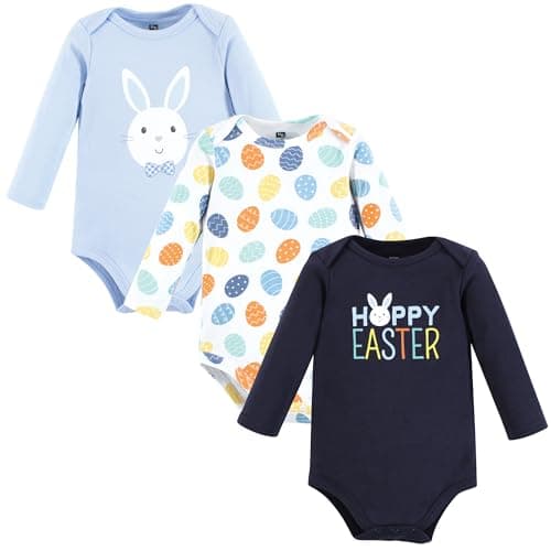 Hudson Baby Unisex Baby Cotton Long-Sleeve Bodysuits, Hoppy Easter, 6-9 Months
