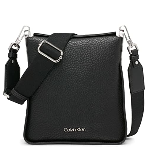 Calvin Klein Fay North/South Small Crossbody, Black/Silver,One Size