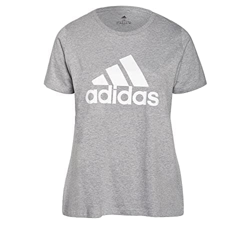 adidas womens Essentials Logo Tee T Shirt, Medium Grey Heather/White, X-Small US