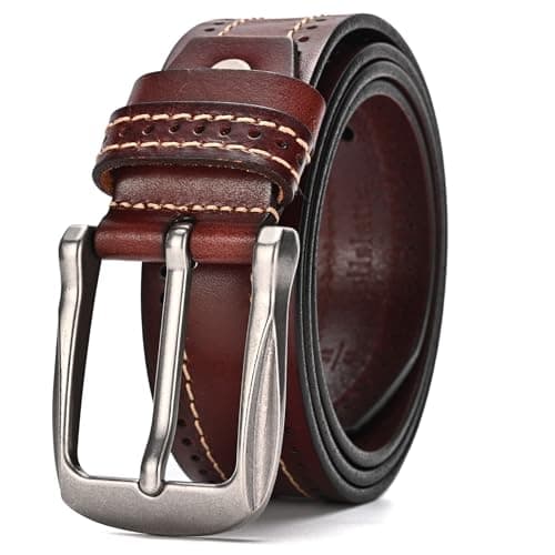 Rollslatte Brown Full Grain Genuine Leather Belts Men Gifts Size 38