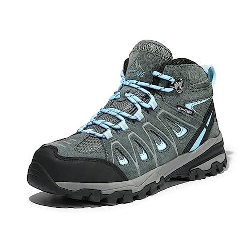 NORTIV 8 Women's Waterproof Hiking Boots Outdoor Trekking Camping Trail Hiking Boot Seeker,Size 6.5,Grey/Blue,Seeker