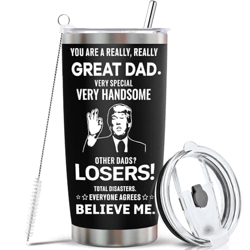 Ulrhpc Fathers Day Day gifts Dad Tumbler - 20oz Stainless Steel Vacuum Tumbler w/Lids/Straws/Brush Funny Birthday Gifts for Men Papa Husband Grandpa on Christmas Anniversary Fathers Day