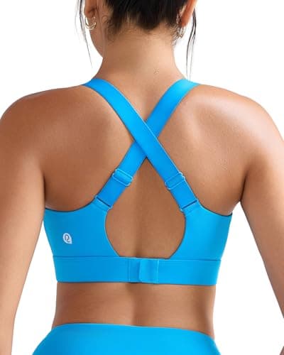 RUNNING GIRL Sports Bras for Women High Support, Adjustable Straps Hook Back Sports Bras for Women with Sewn in Pads_WX3125_Bright Blue_XXL