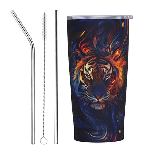 Tiger Tumbler with Lid and Straw 20oz Coffee Tumblers Leakproof Stainless Steel Travel Mug Vacuum Insulated Cup for Iced and Hot