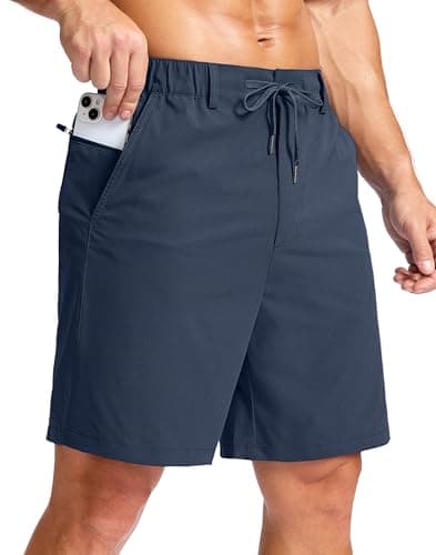 Soothfeel Men's Casual Shorts 7" Lightweight Golf Shorts for Men Stretch with Pockets Quick Dry Breathable Workout Shorts Navy Medium