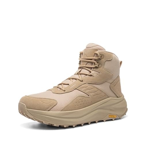 NORTIV 8 Men's Wide Toe Box Hiking Boots Low Drop Waterproof Outdoor Trekking Camping Shoes Katahdin,Size 8,Sand,SNHB25001M