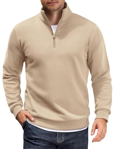 COOFANDY Men 3/4 Zip Pullover Sweatshirt Casual Long Sleeve Quarter Sweater
