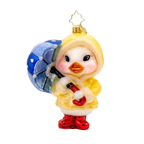 Christopher Radko Hand-Crafted European Glass Christmas Tree Decorative Ornament, Rainy Day Duckling