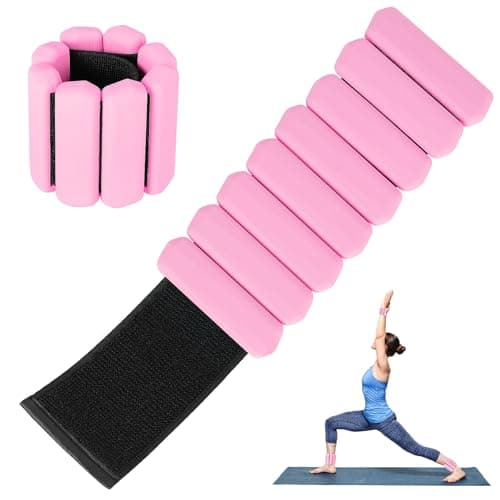 Wrist Weights Set of 2, Wearable Arm & Leg Weights for Women & Men, Adjustable Wrist Ankle Weights for Walking, Yoga, Swimming, Gym, 2lb (Pink)