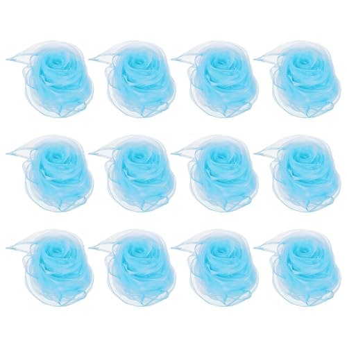 PATIKIL Dance Scarves, 12 Pcs Square Juggling Scarves 18 by 18 Inches for Play Magic Music Activity Juggling Dressing, Light Blue