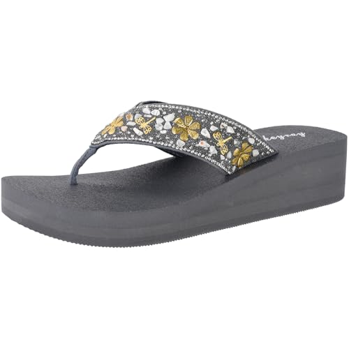 Lowkeyray Women's wedge flip flops Sandal