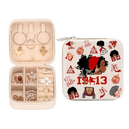 LONGXIN Sorority Gifts for Women, Paraphernal Gifts for Sister, Greek Sorority, Delta Travel Jewelry Case Box Organizer