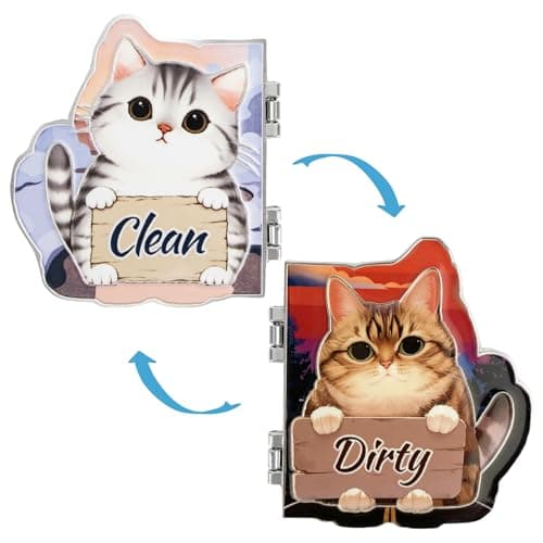 Dishwasher Magnet Clean Dirty Sign - Kawaii Cat