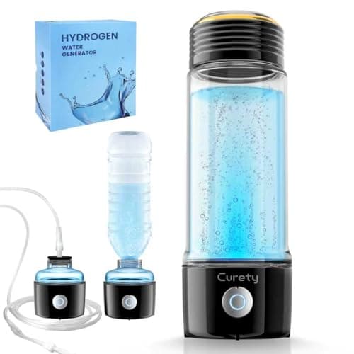 Curety Hydrogen Water Bottle, 3 in 1 Hydrogen Water Bottle Generator, Hydrogen Water Ionizer 2300PPB with SPE/PEM Technology, Hydrogen Water Machine for Home Office Travel Fitness Drinking