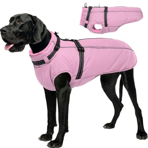 Lelepet Dog Coat with Harness, Waterproof Dog Jacket for Large Dogs，XXXL