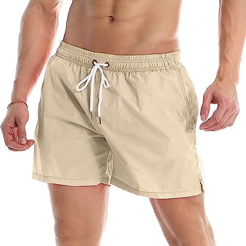 Lncropo Men's Swim Trunks Bathing Suits Swimming Shorts,Khaki,42