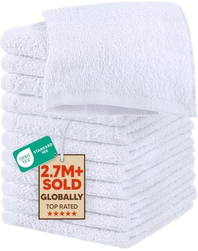 Utopia Towels 12 Pack Washcloths, 12x12 in, 100% Cotton, White