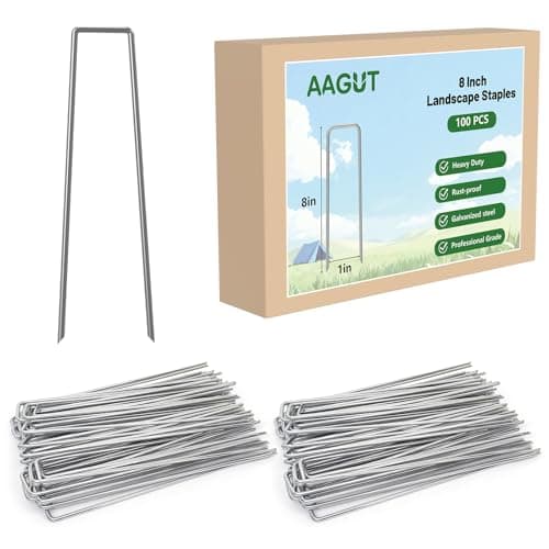 AAGUT Landscape Staples 8 Inch Galvanized Anti-Rust Garden Stakes 11 Gauge