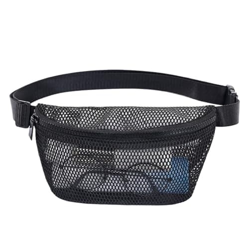 Ventilated Mesh Fitness Waist Pack, Running Cycling Breathable Fanny Pack for Men and Women, Sport Outdoor Bag (black)