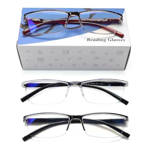 ZONLON 3 Pack Reading Glasses Men Blue Light Blocking Computer Readers Anti Eyestrain Spring Hinge Magnifying Glasses (3 Mix C1, 1.5, multiplier_x)