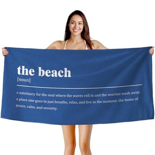 Xmsaitar Blue Beach Towel, Coastal Ocean Sea Bath Towels for Bathroom Swimming Pool Gym, Minimalist Summer Microfiber Beach Towels Oversized Decor for Beachy House 30x60in
