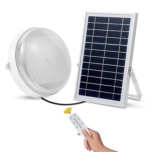 Malitupy Solar Ceiling Lights-Indoor Outdoor, Daytime & Dimmable 1000LM Solar Shed Light with ON/Off Switch & Remote, Cool/Warm White Barn Light for Yard, Patio, Shop, Porch, Chicken Coop