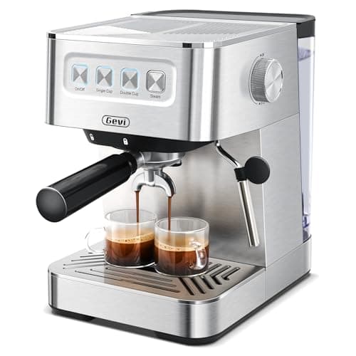 Gevi Espresso Machine with 58mm Portafilter & Milk Frother, 20 Bar Compact Expresso Machines for Home, Professional Espresso Coffee Machines for Cappuccino & Latte, Stainless Steel (Silver)