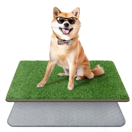PICK FOR LIFE Dog Grass Mat with Pee Pad,Artificial Indoor Grass Potty Training Pads for Dogs Doggies Washable,Reusable Puppy Pads Leakproof on Outdoor Patio Balcony Apartment(24.5x39'')
