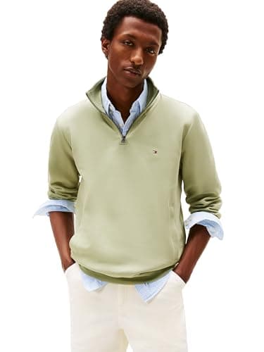 Tommy Hilfiger Men's InTechno Quarter Zip, EARTH SAGE Medium