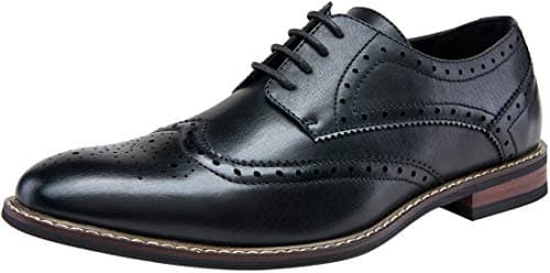 Jousen Men's Dress Shoes Wingtip Brogue Oxfords for Men Formal Business Derby Shoe (AMY601 Black 8)