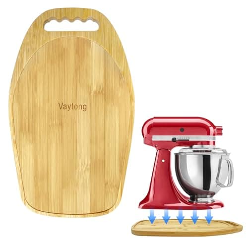Bamboo Mixer Slider for 4.5-5 Qt Tilt Head Standing Mixer, Kitchen Accessories and Attachments for Countertop Storage Mover Sliding Tray with Ergonomic Handle