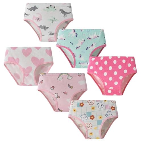 SEVENCANDY Big Girls Cotton Panties Kids Soft Undies Toddler Breathable Briefs Underwear (6DAssorted,9-10Yrs)