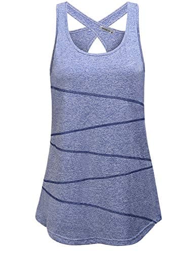 MOQIVGI Muscle Tank for Women Sleeveless O-Neck Open Back Fast Dry Workout Clothes Ladies Lounging Jogging Walking Everyday Activewear Tops Flattering Casual Loose Tunic Tanks Blue XX-Large
