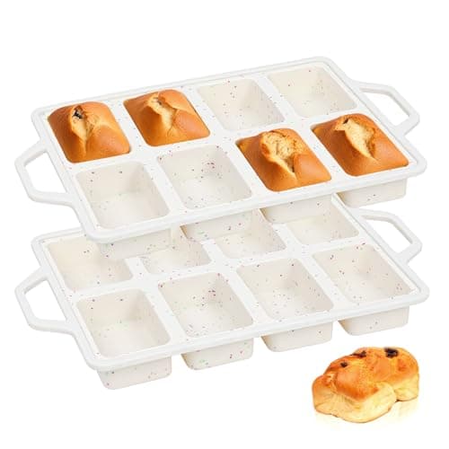SJ 2 Pack 8-Cavity Mini Silicone Loaf Pans, BPA-Free Reinforced Rim For Treats
