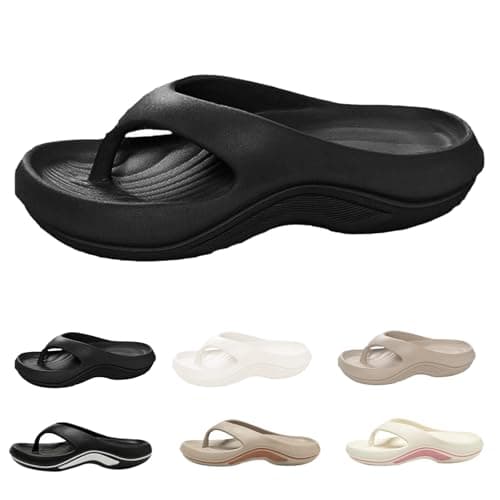 Flip Flops for Women with Arch Support Plantar Fasciitis Orthopedic Eva Sandals Walking Sandal Recovery Pillow Cushion Sole Bathroom Shower Slides Beach Sandals Non-Slip Soft Thick Shoes Summer