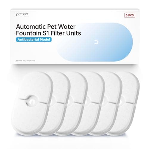 6-Pack Upgraded Replacement Filters for PETSEE S1 Series Pet Water Fountain – Triple Filtration System with Inhibit Protection, Removes Impurities & Hair, Long-Lasting Clean Water