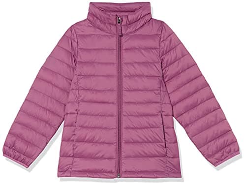 Amazon Essentials Girls' Lightweight Water-Resistant Packable Mock Puffer Jacket, Dusty Purple, X-Small