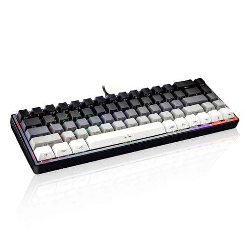 Taramico 65% Gaming Keyboard, LED Backlit Mini Wired Keyboard, Ultra-Compact Anti-Ghosting No-Conflict 68 Keys Membrane Gaming Wired Keyboard for PC Laptop Windows Gamer(Gray-White)