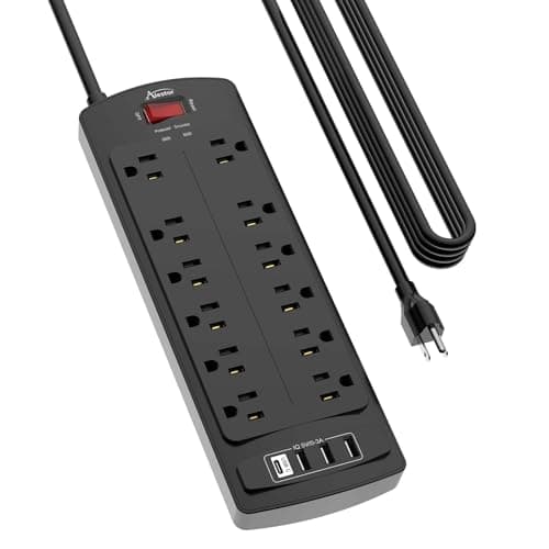 ALESTOR 20 Ft Surge Protector Power Strip with 12 Outlets and 4 USB Ports